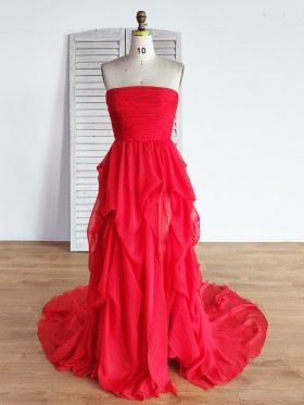 ruffled sheer soft chiffon slit celebrity inspired dress ruffled sheer soft chiffon slit celebrity inspired dress