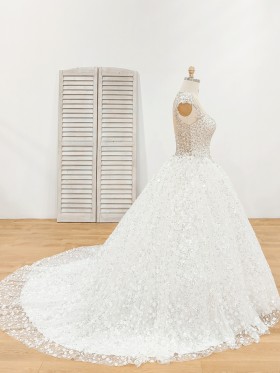 luxury beaded bridal ball gown