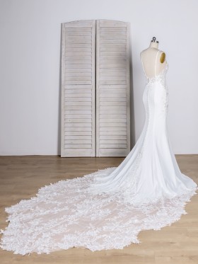 scalloped lace long train mermaid wedding dress scalloped lace long train mermaid wedding dress