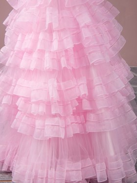 ruffled and tiered pink tulle dress ruffled and tiered pink tulle dress