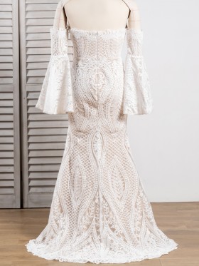 nude lining with white lace overlay mermaid prom dress nude lining with white lace overlay mermaid prom dress