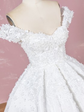 3d flowers off the shoulder sweetheart wedding gown 3d flowers off the shoulder sweetheart wedding gown