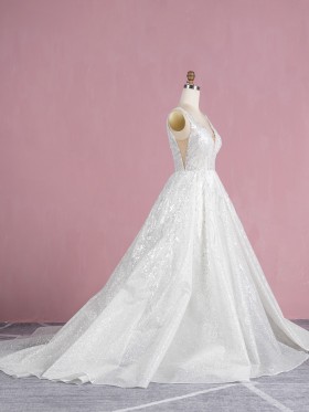 sparkly silver beading glitter ball gown