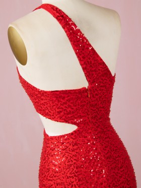 one shoulder red glitter prom dress one shoulder red glitter prom dress