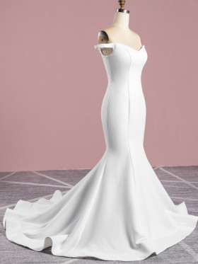 minimalist ivory satin mermaid wedding dress minimalist ivory satin mermaid wedding dress