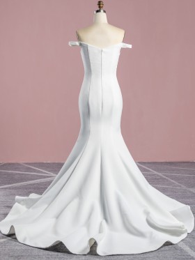 off the shoulder ivory satin mermaid wedding dress off the shoulder ivory satin mermaid wedding dress