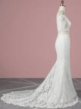 half sleeve 2 piece mermaid bridal dress