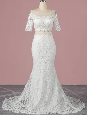 scalloped two piece ivory lace sexy mermaid wedding dress scalloped two piece ivory lace sexy mermaid wedding dress