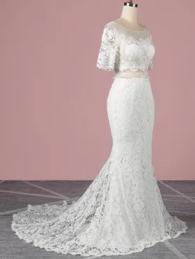 sexy two piece lace wedding dress