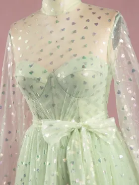 heart pattern mint tulle illusion dress heart pattern mint tulle illusion dress