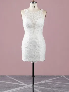 ivory lace bodycon short bridal dress