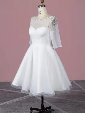 beaded tea length wedding dress