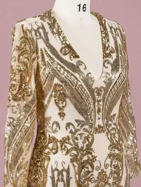 abstractly geometric pattern sequin V neck prom dress abstractly geometric pattern sequin V neck prom dress