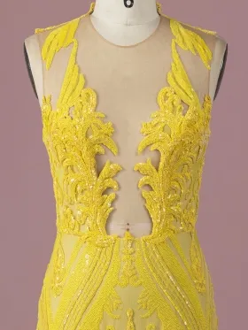 unique geometric pattern sequin plunging neck dress