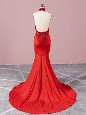 backless red spandex mermaid prom dress backless red spandex mermaid prom dress