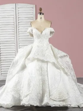 hale ruffled lace off the shoulder wedding ball gown hale ruffled lace off the shoulder wedding ball gown
