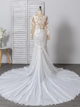 long sleeve long train wedding gown long sleeve long train wedding gown