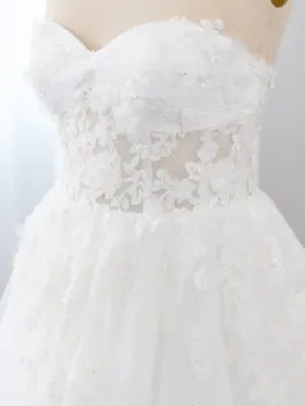 illusion floral lace strapless bodice