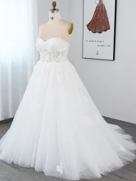 strapless sweetheart floral lace and tulle wedding gown strapless sweetheart floral lace and tulle wedding gown