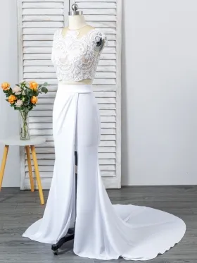 white two piece split bridal dress white two piece split bridal dress