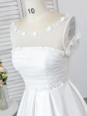 beaded sheer neckline and short sleeves