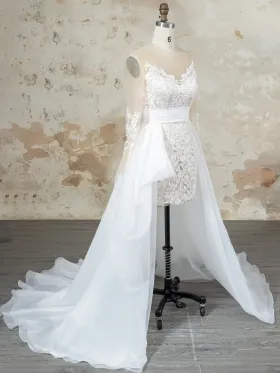 long sleeve short dress with a long overskirt