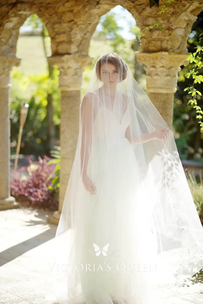 Sheer Simple Single Tier Wedding Veil, Chapel & Cathedral Lengths  Available, Soft Tulle 