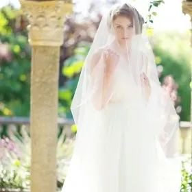 spring wedding plain tulle drop veil chapel length single tier veil
