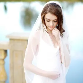 single tier beach wedding veil simple fingertip length veil
