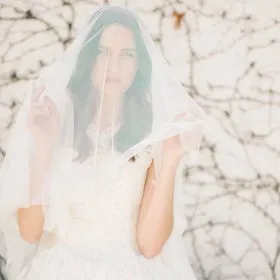sheer tulle drop veil single tier chapel length veil