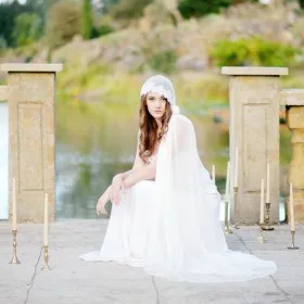 scalloped lace veil floor length dotted tulle beach wedding veil
