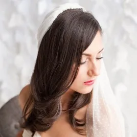custom dotted tulle wedding veil fingertip length bridal veil