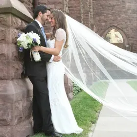 chapel length destination wedding veil plain raw cut one tier veil