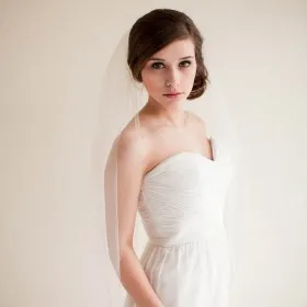 ivory plain tulle wedding veil chapel length custom veil