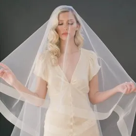 champagne drop veil single tier handmade cathedral length wedding veil