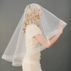 fingertip length wedding drop veil one tier handmade bridal veil