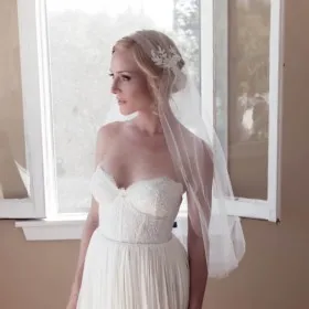 lace comb elbow length wedding veil handmade short veil raw cut edge