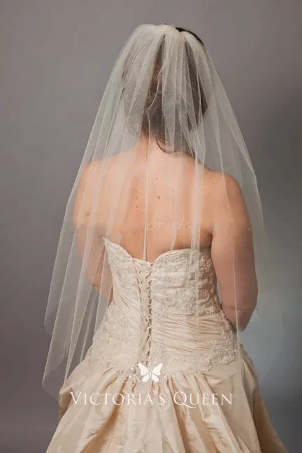 Short Cheap Single-tier Hand-cut Elbow Length Veil - VQ