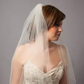simple champagne short wedding veil elbow length one tier veil