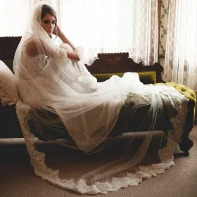 timeless corded lace veil cathedral length wedding veil single tier