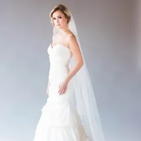 cathedral length veil wedding single tier veil unfinished edge