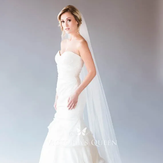 cathedral length veil wedding single tier veil unfinished edge cathedral length veil wedding single tier veil unfinished edge