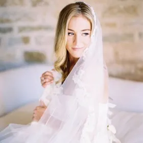 rustic floral lace wedding veil single tier chapel length veil