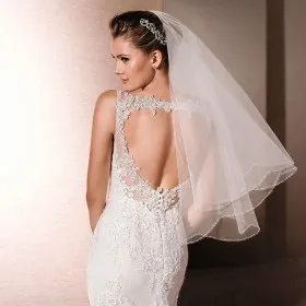 scalloped cheap short wedding veil simple elbow length veil