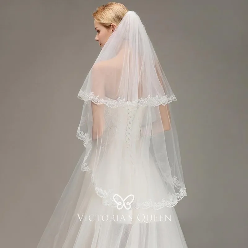 2 tier tulle and lace bridal veil 2 tier tulle and lace bridal veil
