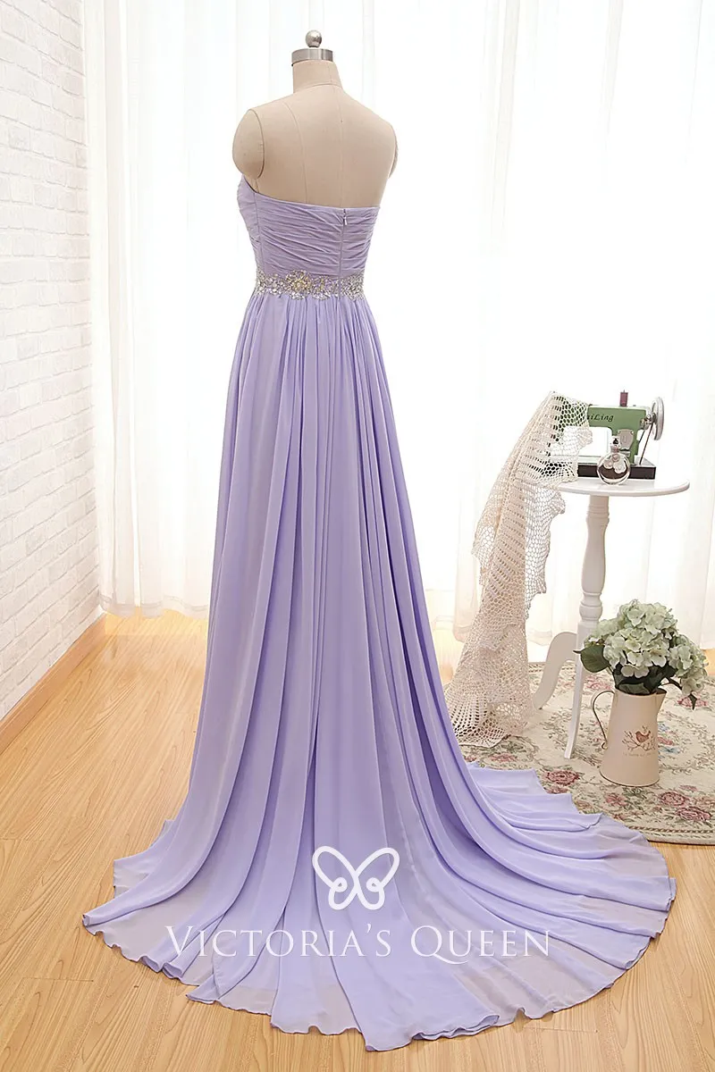 Strapless sweetheart beaded lavender long bridesmaid dress Strapless sweetheart beaded lavender long bridesmaid dress