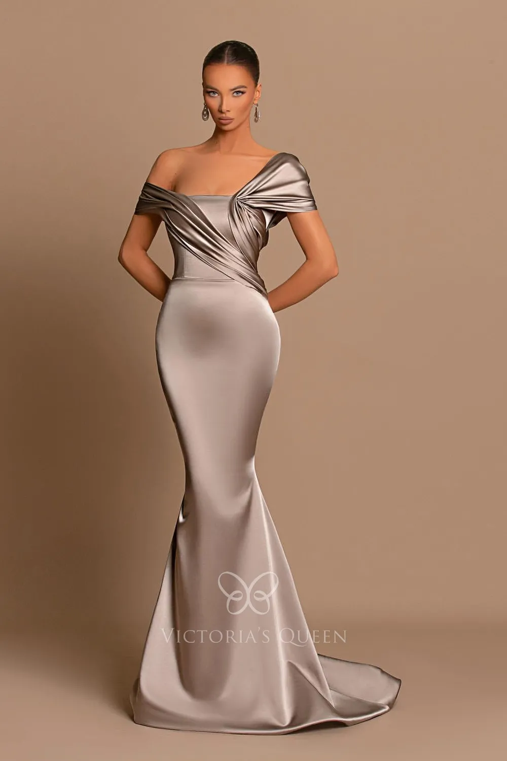 asymmetrical draping sleeve mermaid evening dress asymmetrical draping sleeve mermaid evening dress