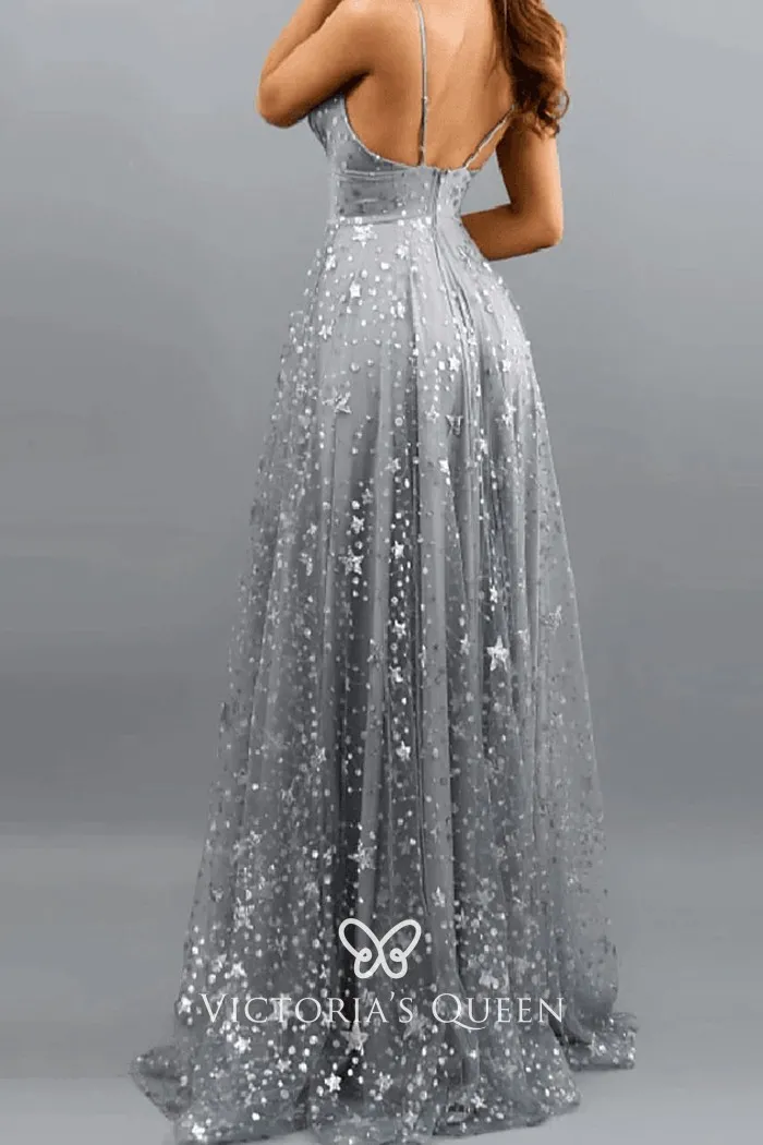 starry dream grey prom formal dress starry dream grey prom formal dress