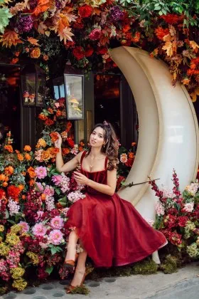 adorable burgundy velvet tulle square neck christmas dress