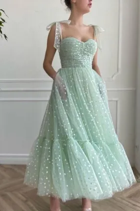 iridescent heart mint green tulle cute homecoming dress
